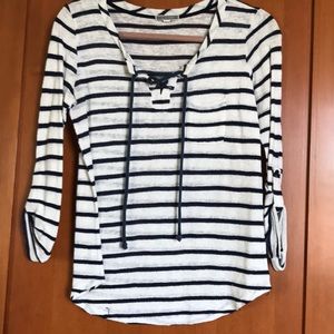 Navy and white striped sweater